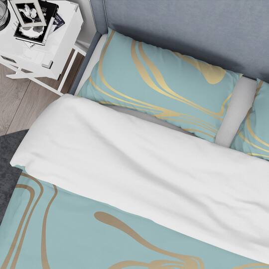 Designart 'Golden Marble Design I' Mid-Century Duvet Cover Set